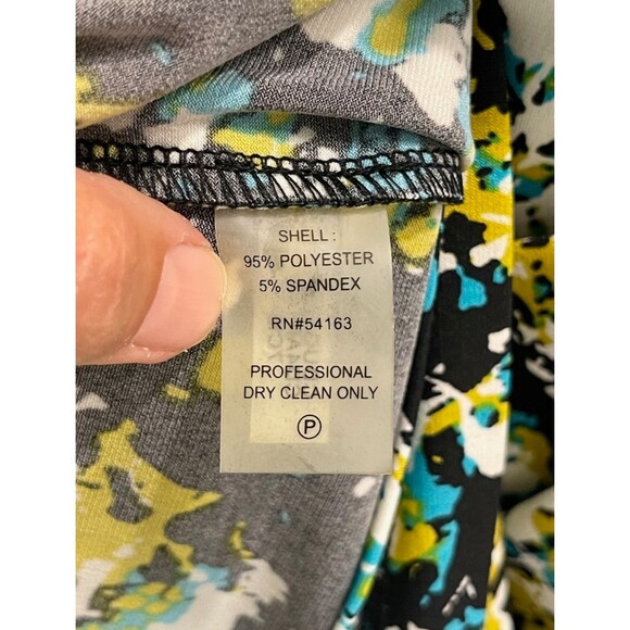 CALVIN KLEIN Surplice Gathered Waist Print Dress, Sz 8 - Picture 7 of 7